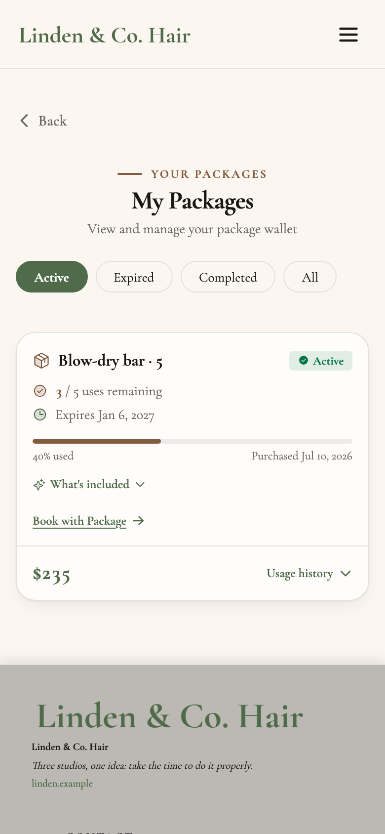Linden & Co. Hair — Package wallet
