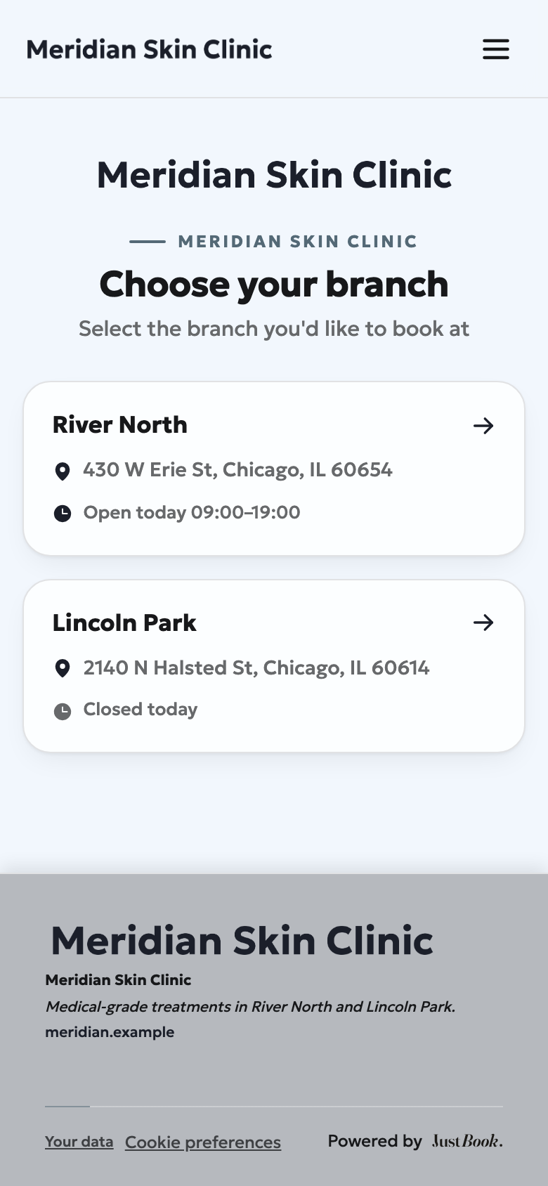 Meridian Skin Clinic — Choose a location