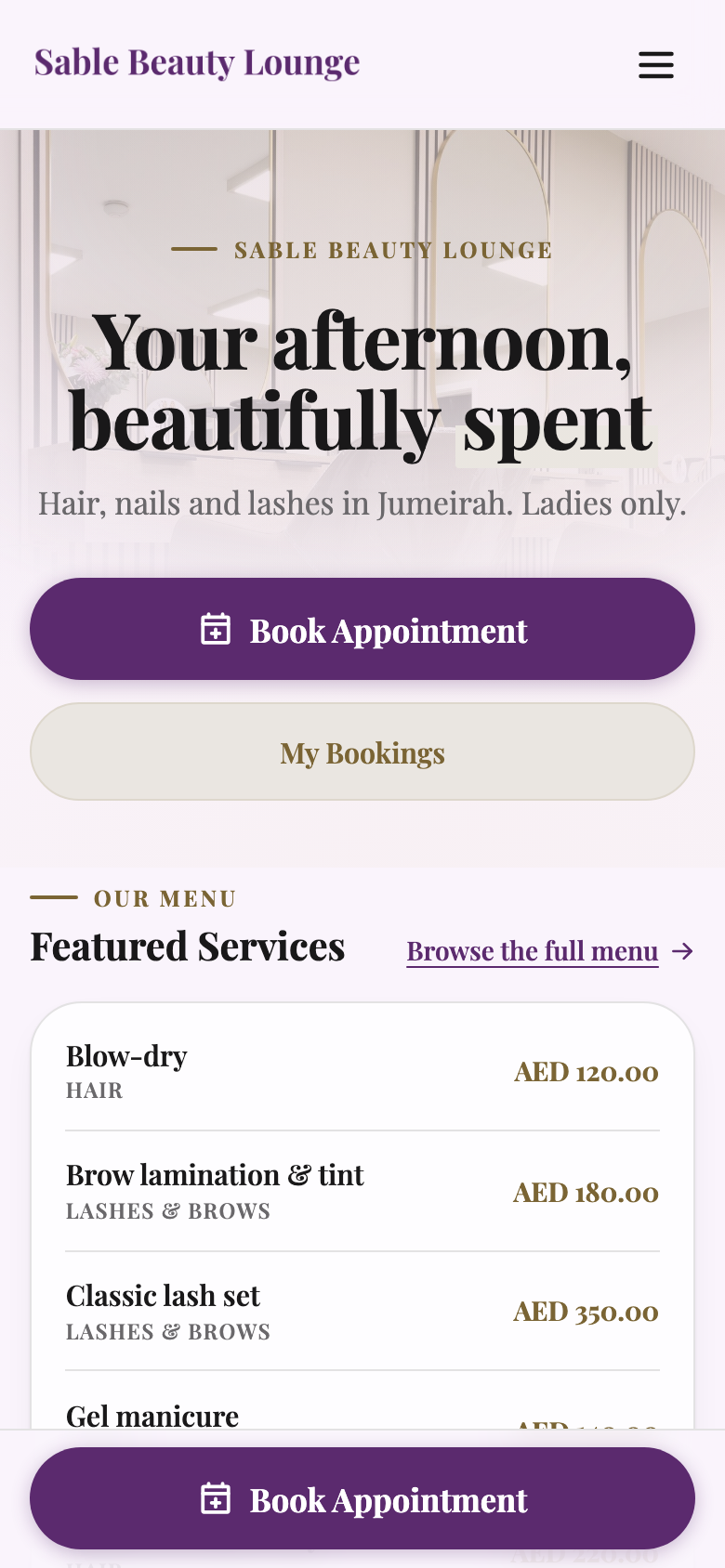 Sable Beauty Lounge — Booking home