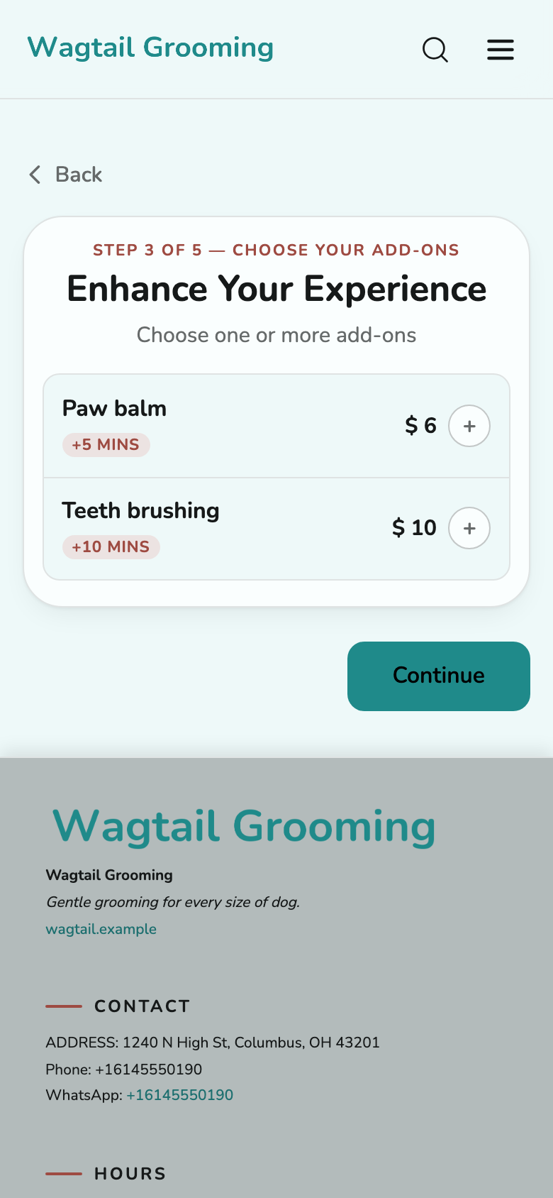 Wagtail Grooming — Add-ons