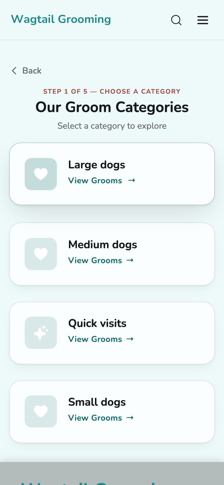 Wagtail Grooming — Browse the menu