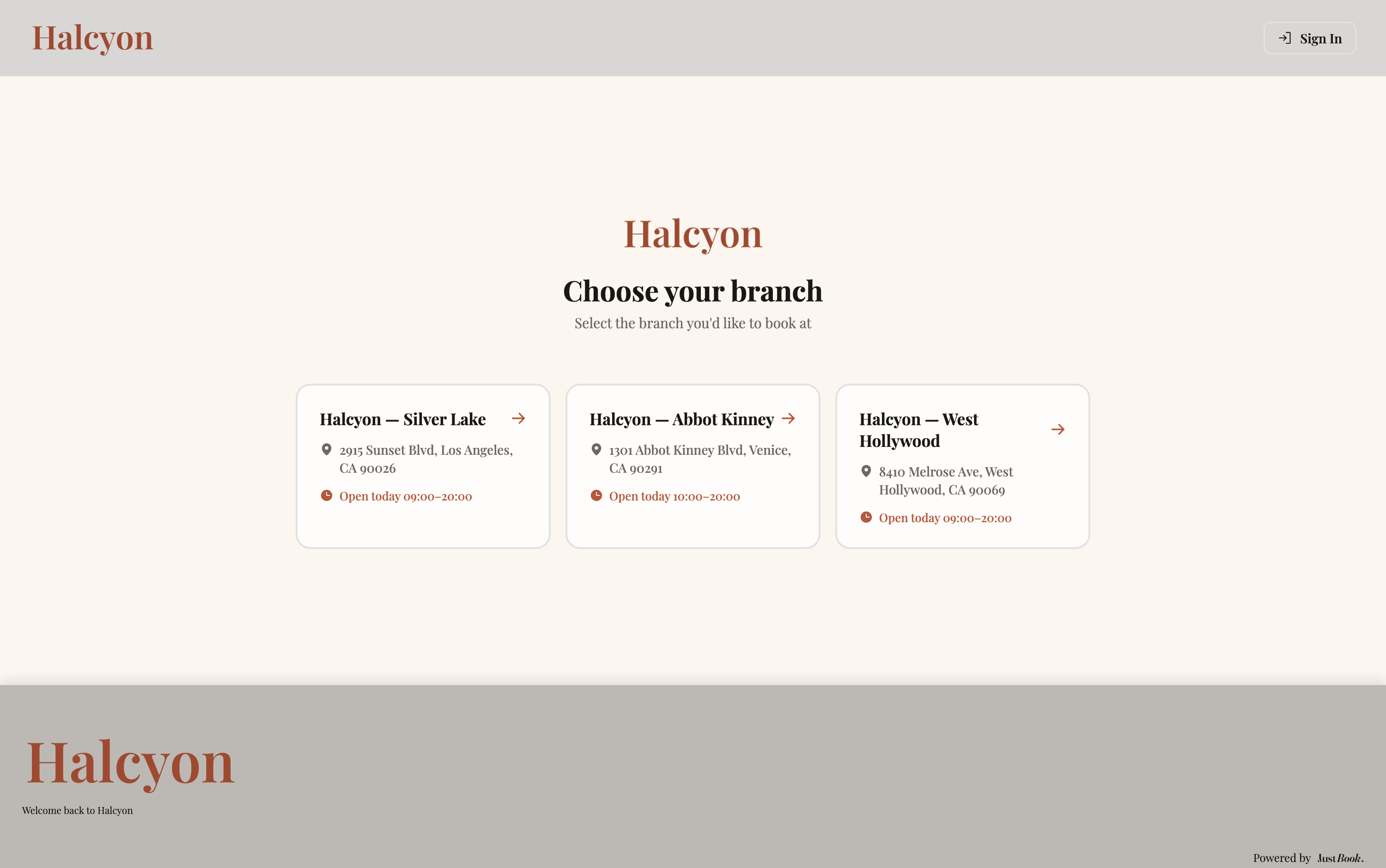 Halcyon Hair Studio booking page